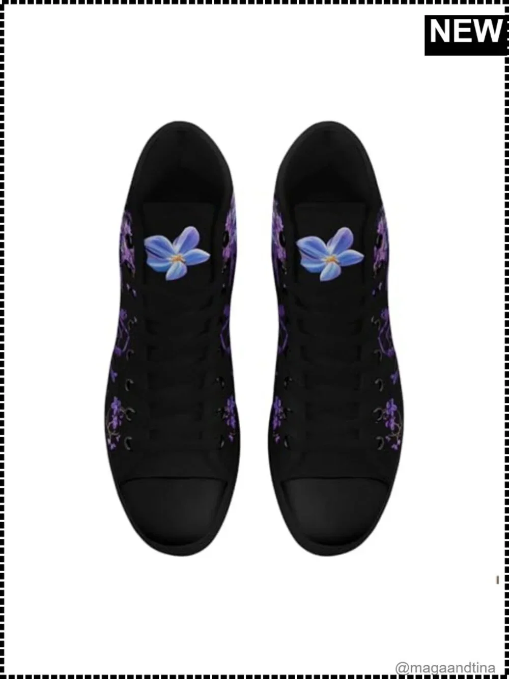 High Top Canvas Sneakers Skull Floral Lightweight Casual Goth Skate Shoes
